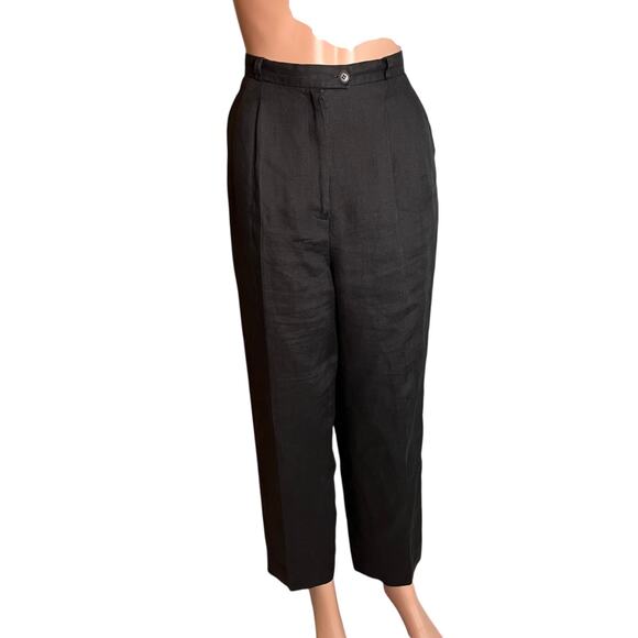 Talbots Black Irish Linen Dress Pants 10 Career Business Academia Preppy Date - Picture 1 of 7